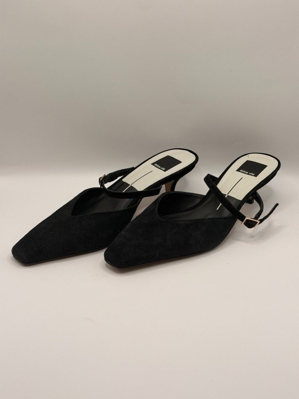 Dolce Vita Women Morgen Black Leather Slip On Mary Jane Mule Heel Sz 8